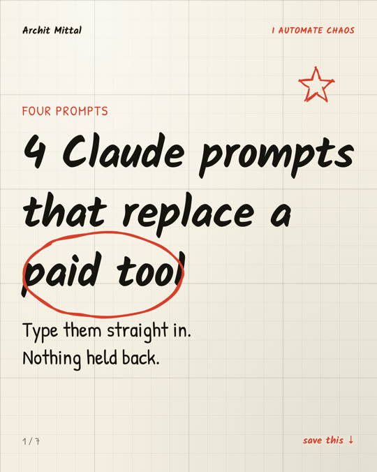 4 Claude prompts
that replace a
[[circle:paid tool]]
