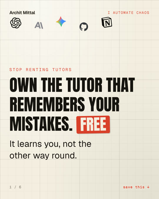 Own the tutor that
remembers your
mistakes. FREE